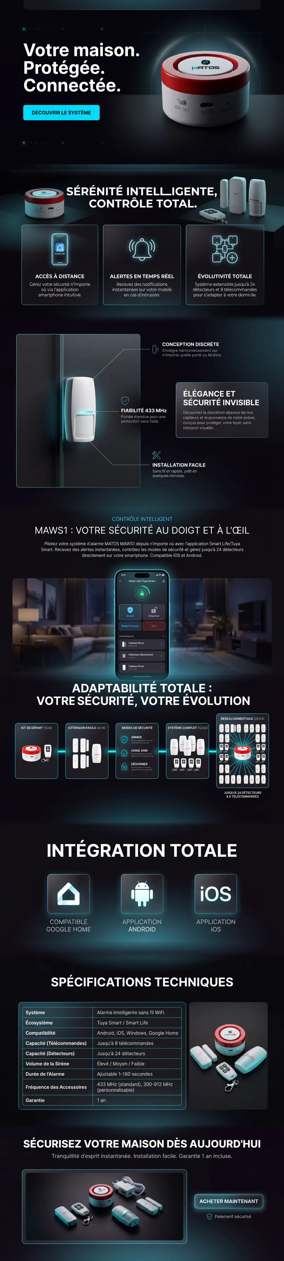 Alarme MAWS1 — Tuya Smart 2 en 1 WiFi